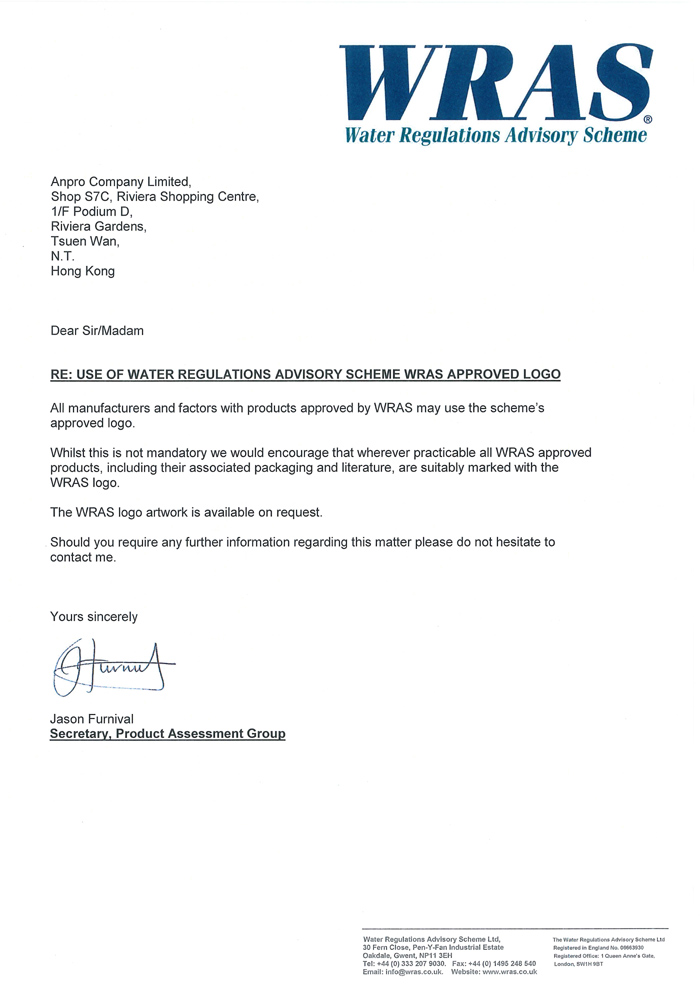 Archived ANPRO WRAS stainless steel press fittings approval page 6